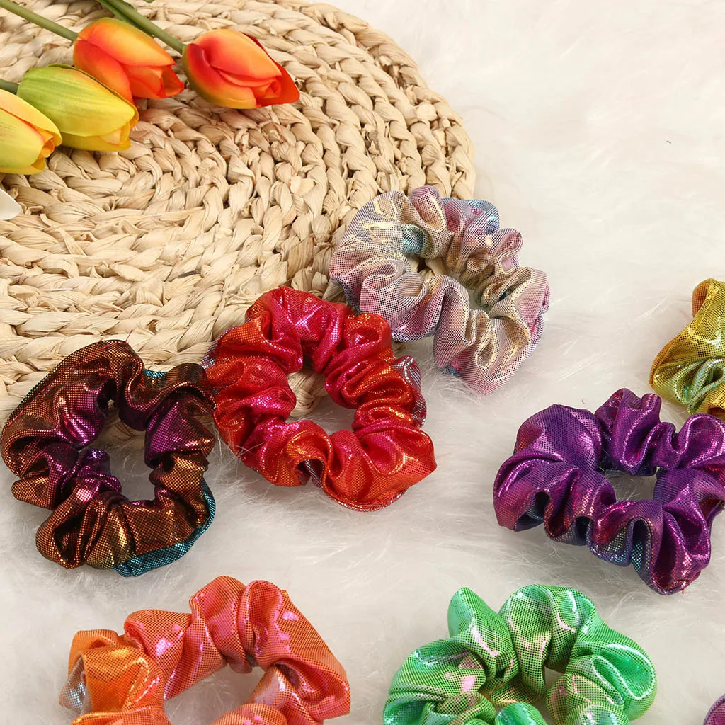 Голографические сверкающие резинки для волос блестящая цветная веревка конский