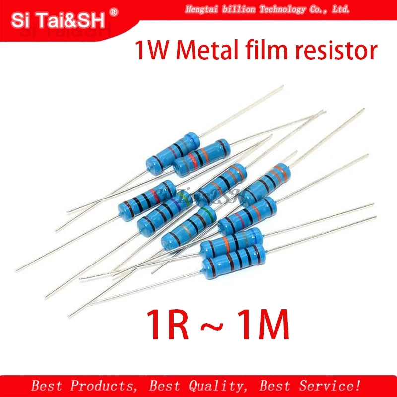 20pcs 1W Metal film resistor 1% 1R ~ 1M 2R 10R 22R 47R 100R 330R 1K 4.7K 10K 22K 47K 100K 330K 470K 1 2 10 22 47 100 330 ohm - купить по