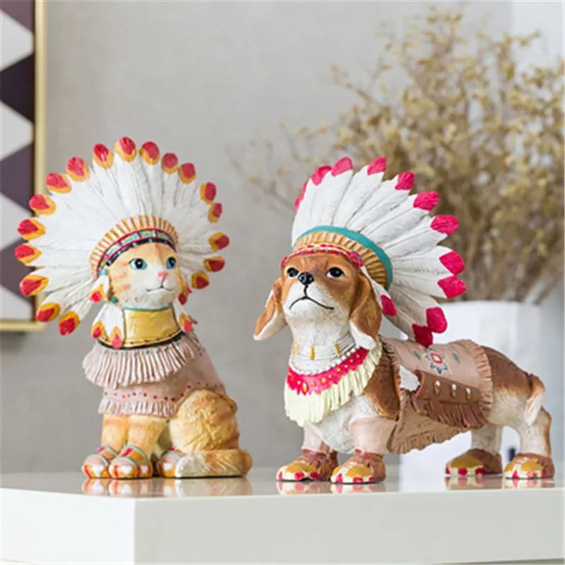 Имитация животных милый щенок статуя индийских собак и кошек творческая