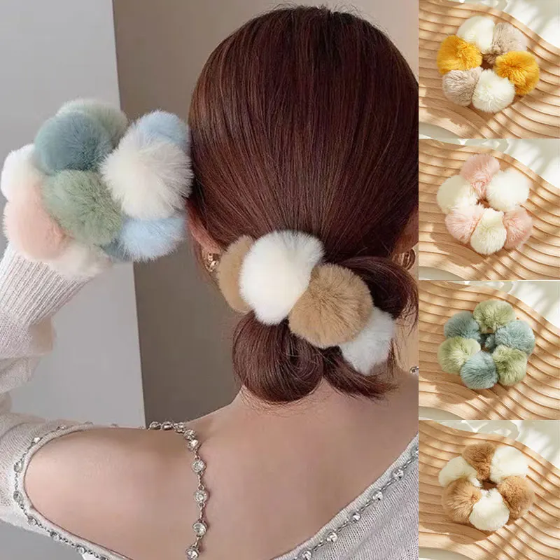 

Lovely Plush Large Intestine Hair Ring Fashionable Ins Style All-matched Head Rope Two-color Korean Style Hair Accessories