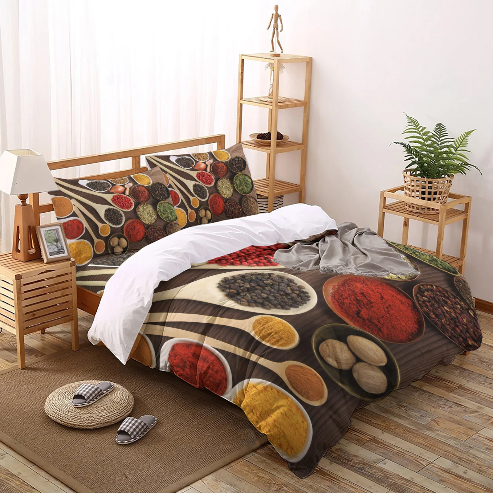 Spices Vanilla Raw Materials Bedding Set Duvet Cover Set Bed Printing Pillowcase Bed Linen Queen Size Home Textile