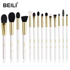 Набор кистей для макияжа BEILI Pro жемчужно-белого золота, кисти для макияжа, кисти для макияжа из козьей шерсти