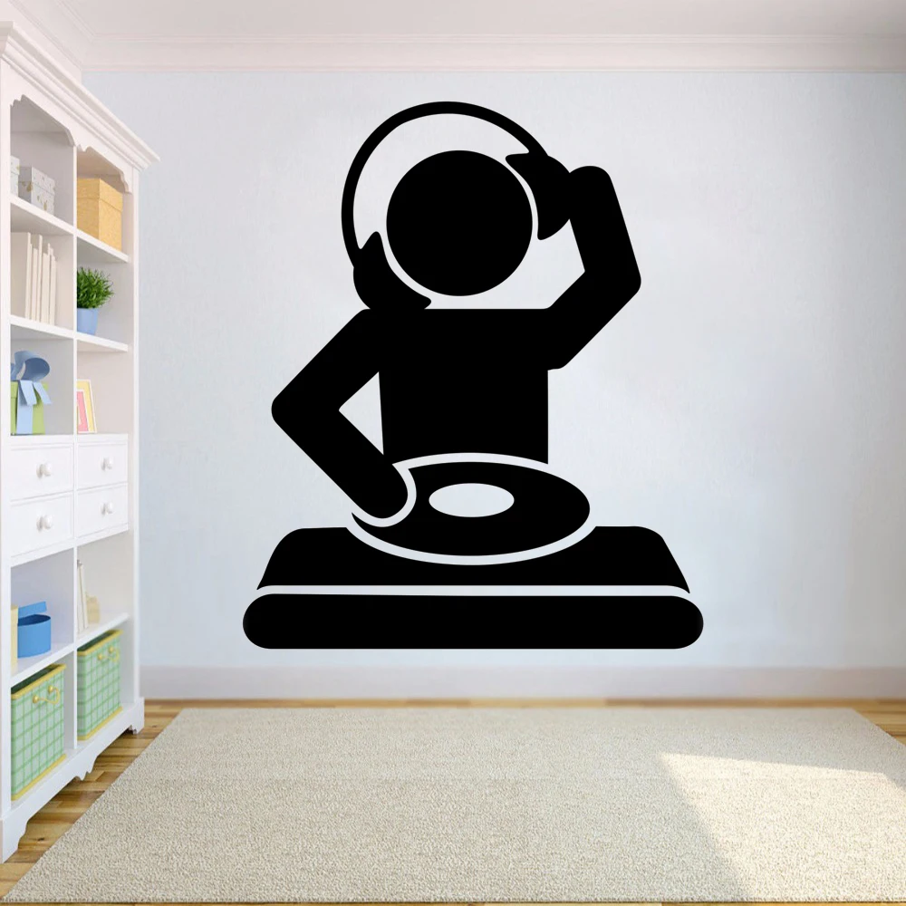 

Personalized DJ Vinyl Wall Sticker Headphones Music Notes Decal Music Nightclub Decor Music Instrument Wall Decal decor HQ014