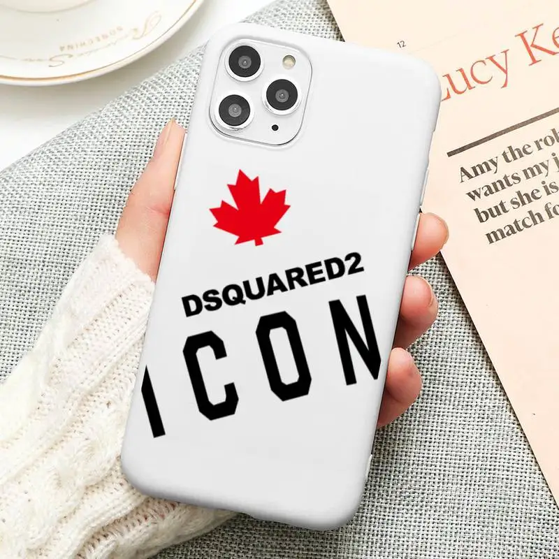 

Luxury brand DSQUARED2 DSQ2 Maple Ieaf Phone Case For iphone 12 11 Pro Max Mini XS 8 7 6 6S Plus X SE 2020 XR Candy white cover