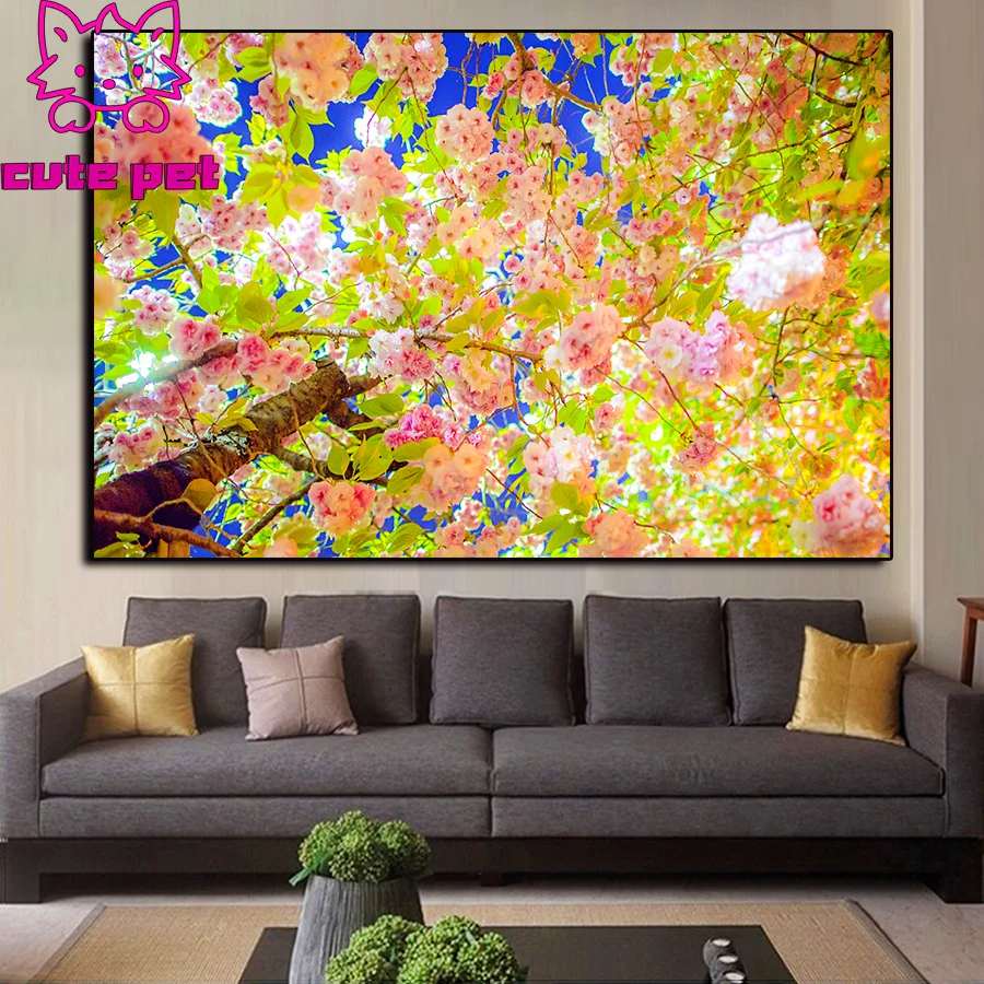 

5d алмазная живопись, цветок, дерево, природный пейзаж, алмазная вышивка «сделай сам», полноразмерная Алмазная мозаика, вышивка крестиком, ст...