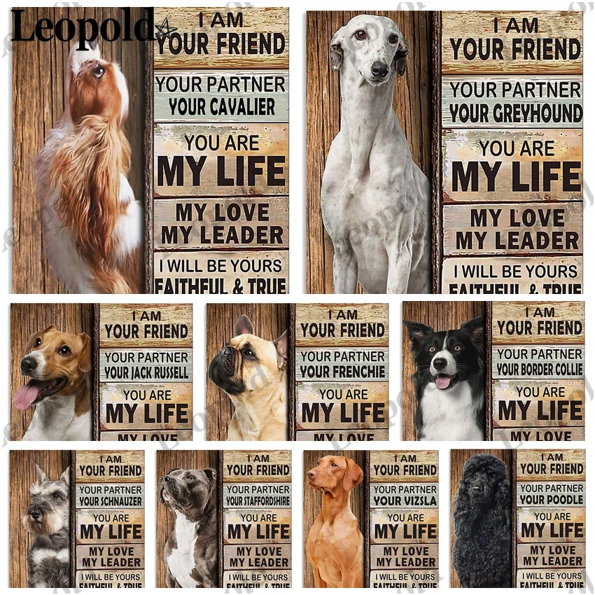 

Metal Plate Animal Dog Poster I Am Your Friend Vintage Tin Plate Wall Sticker Pet Dog Garden Bar Home Decoration