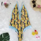 Слитный купальник Miyouj с оборками, сексуальная одежда для плавания с глубоким v-образным вырезом, женское Бандажное бикини с принтом, купальный костюм 2022, женская одежда для плавания, бикини