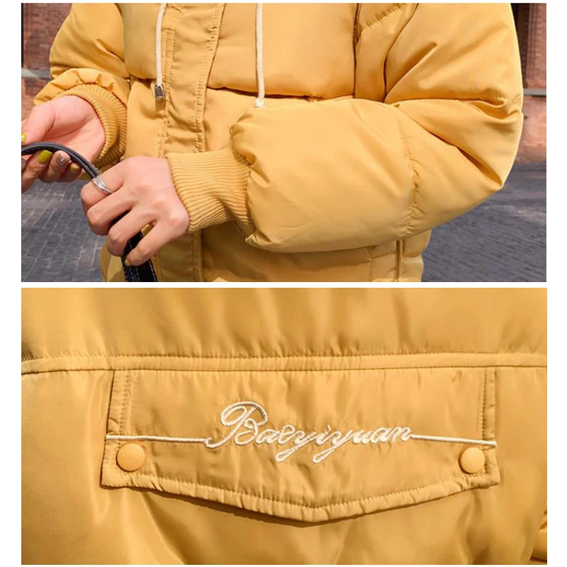 Однотонная Повседневная куртка с капюшоном для девочек свободное теплое пуховое