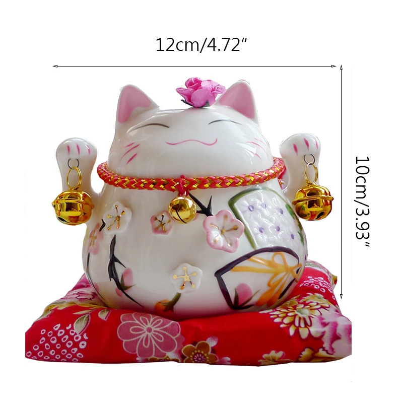Керамическая счастливая кошка копилка кот удачи фарфоровая статуэтка Манеки