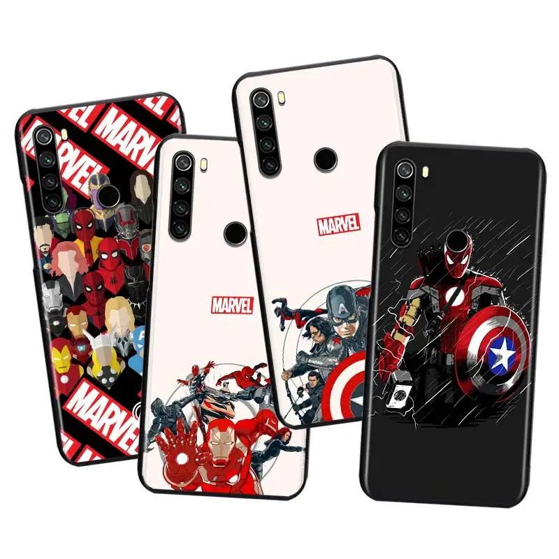 

Phone Case Marvel Avengers superheroes For Xiaomi Redmi Note 4 4X 5A 5 6 7 8T 8 9T 9S 9 10 10S Prime Pro Max Black Cover