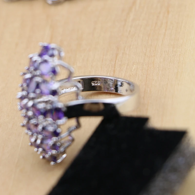 Комплект из колье серёг кольца и браслета серебра 925 пробы|jewelry sets for women|silver jewelry