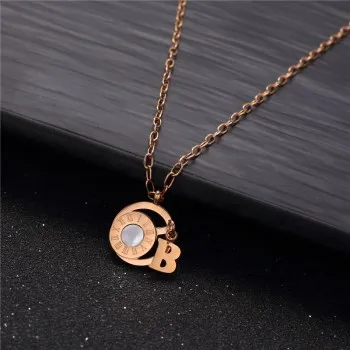 

Cross-border Popular Creative Versatile Accessories Roman Digital Round Brand Titanium Steel Necklace N492