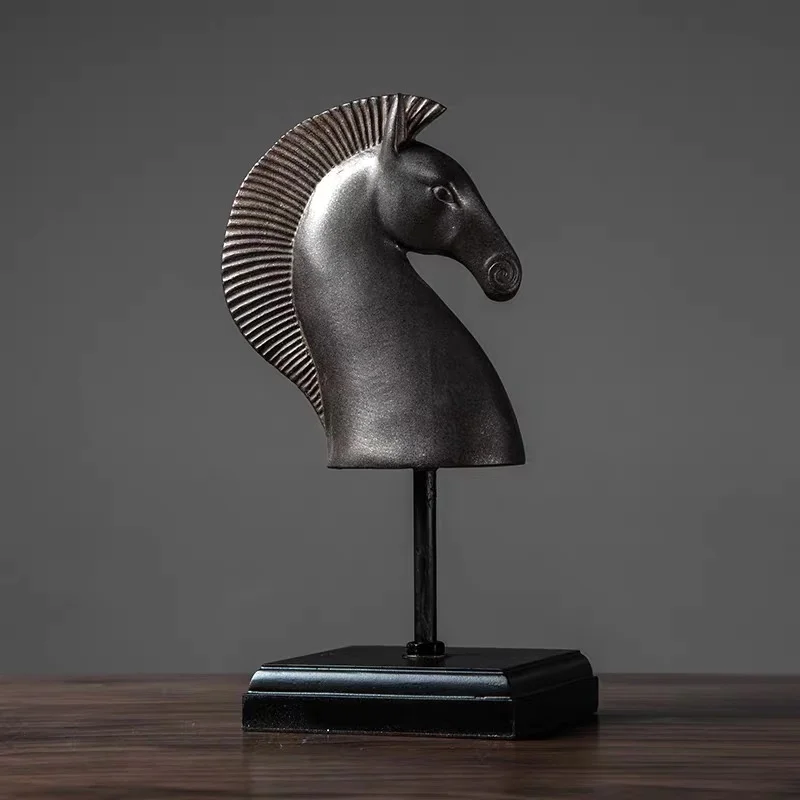 

[Retro]American Horse Head Furnishings Creative Decoration Home Office Porch Wine Cabinet Decoration Crafts Display