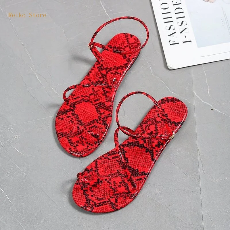

Summer New One Strap Sandals Cross Strap Woolen Ankle-Strap Buckle Sticky Leather round Toe Flat Bottom shoes for women sandals