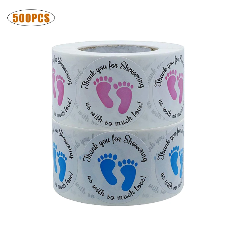 500 шт Детская душевая наклейка в виде ноги круглые бирки спасибо за душ с такой