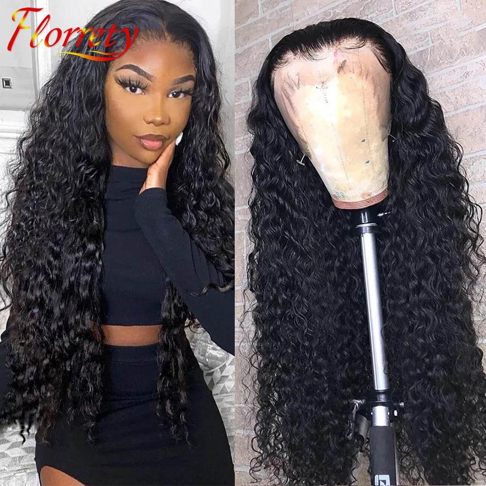 

Transparent T Part Lace Wig 13x1 Water Wave Peruvian Human Hair Wigs 4x4 Lace Closure Pre Plucked Waterwave For Black Women