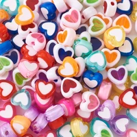 560pcsset mixed colors heart shape acrylic beads loose spacer bead pendant for jewelry making diy bracelet earring accessories