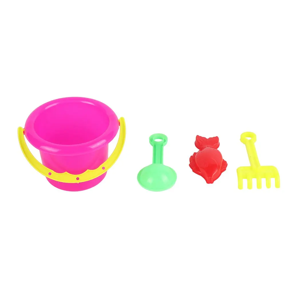 

4pcs Novelty Mini Beach Toys Set Sand Pails Bucket with Shovel Rake Summer Pool Beach Sand Play Toys Gift for Children Kids