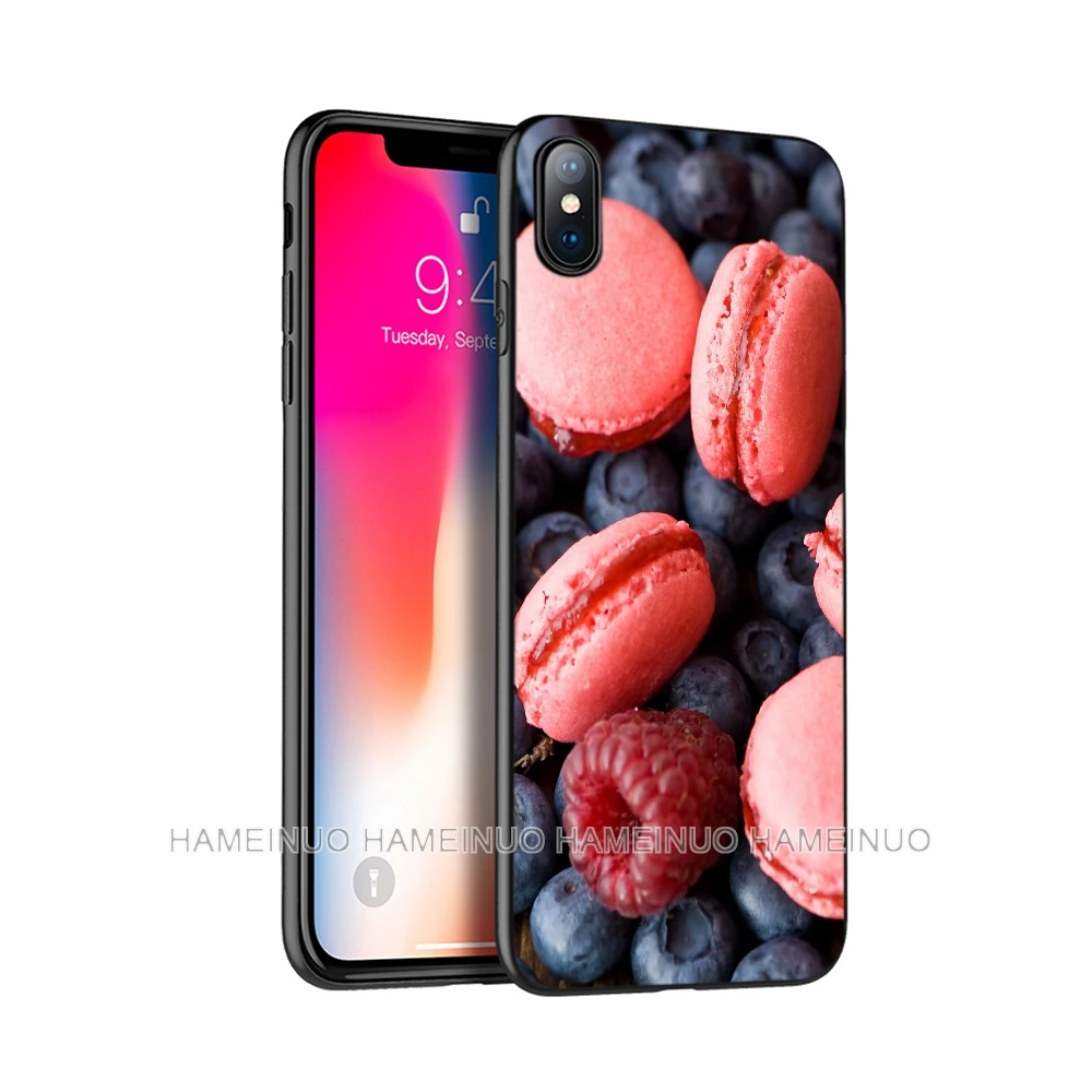 Черный ТПУ чехол для iphone 5 5S SE 6 6s 7 8 plus x 10 силиконовый XR XS 11 pro MAX food макаронных
