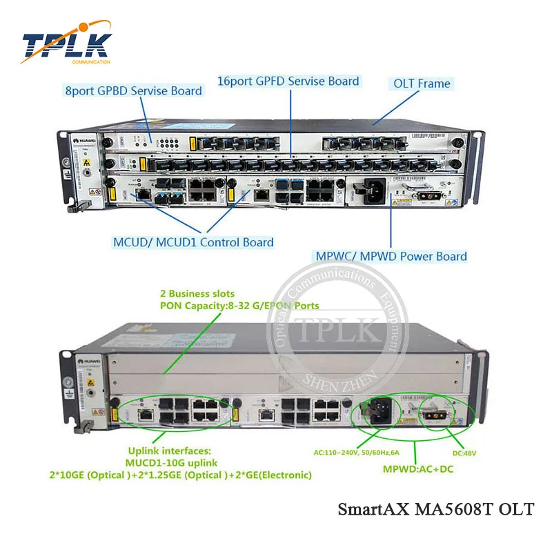 Оригинальный Новый HW SMARTAX MA5608T 1*1G MCUD 16 портов терминал OLT устройство MPWD (AC от 110 В до