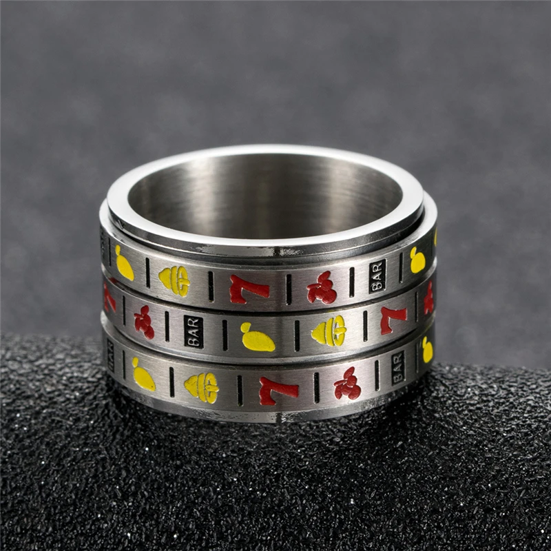 

Bohemia Three Layers Fruit Slot Machine Spinner Rings for Women Ladies Jewelry Fashion 316l Stainless Steel Wedding Band Ringen
