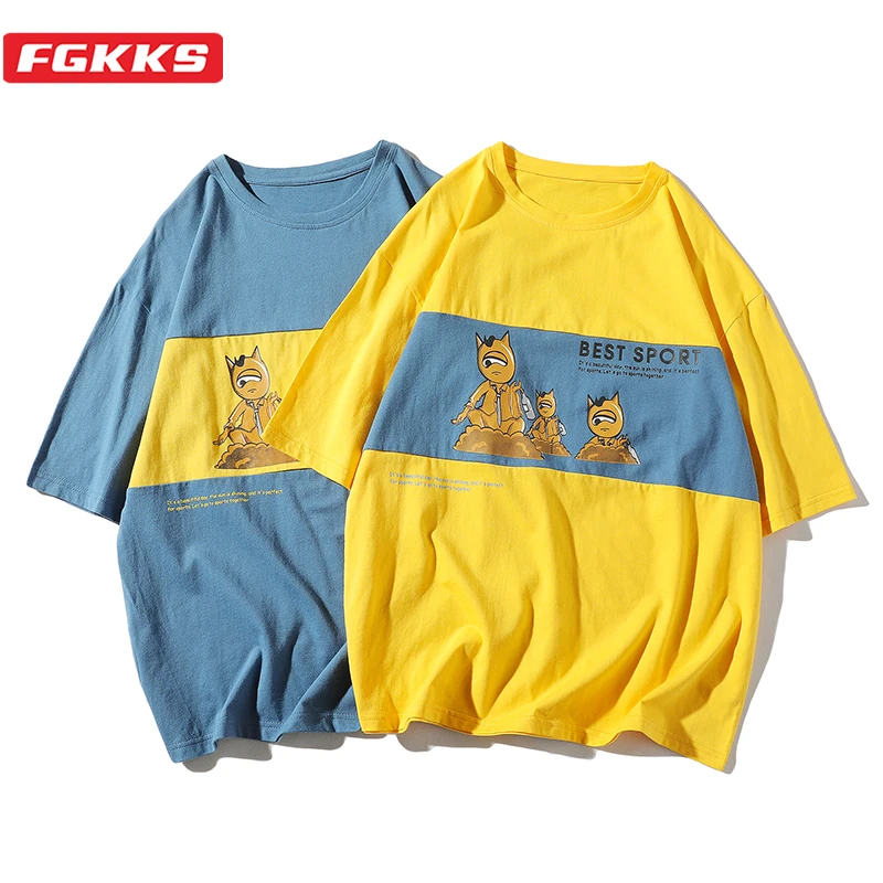 

Мужская свободная футболка FGKKS, Повседневная футболка с коротким рукавом и принтом