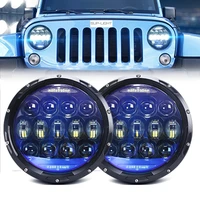 new design pair 7 inch 130w round led headlight for land rover 7inch led headlamps with amber turn signal for lada niva 4x4