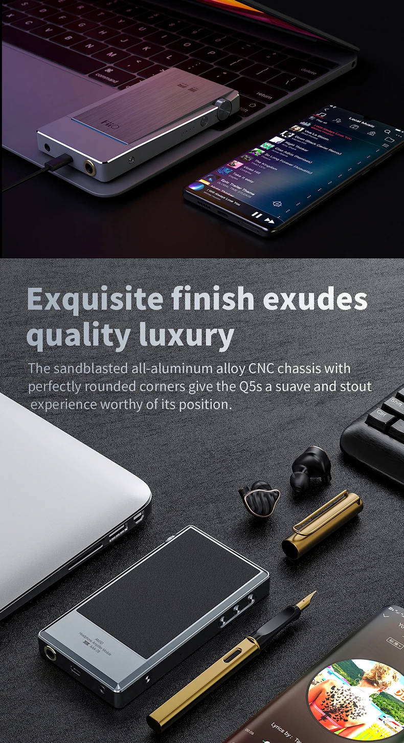 FiiO Q5s(THX-AAA AM3D) Bluetooth 5,0 AK4493EQ dsd-способный ЦАП и усилитель, USB ЦАП усилитель Q5s для iPhone/компьютера/Android/sony