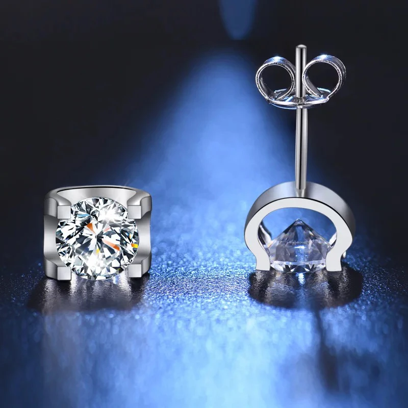 14 к серьги-гвоздики с муассанитом из белого золота 6 5 мм ясность VVS1 DF цвет