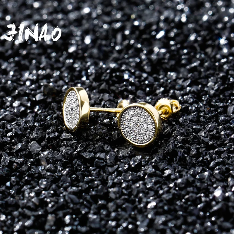 Серьги гвоздики JINAO в стиле хип хоп для мужчин и женщин медные позолоченные