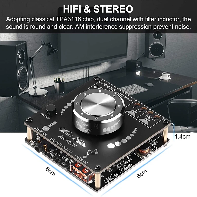 Плата усилителя Bluetooth Hi-Fi стерео 2.0 2X50W модуль звука TPA3116D2 цифровой усилитель