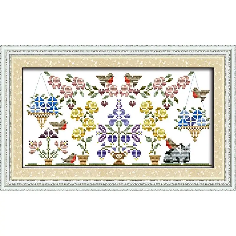 Картина сделай сам с цветами фруктами и птицами 11CT рассчитанная Печать на холсте