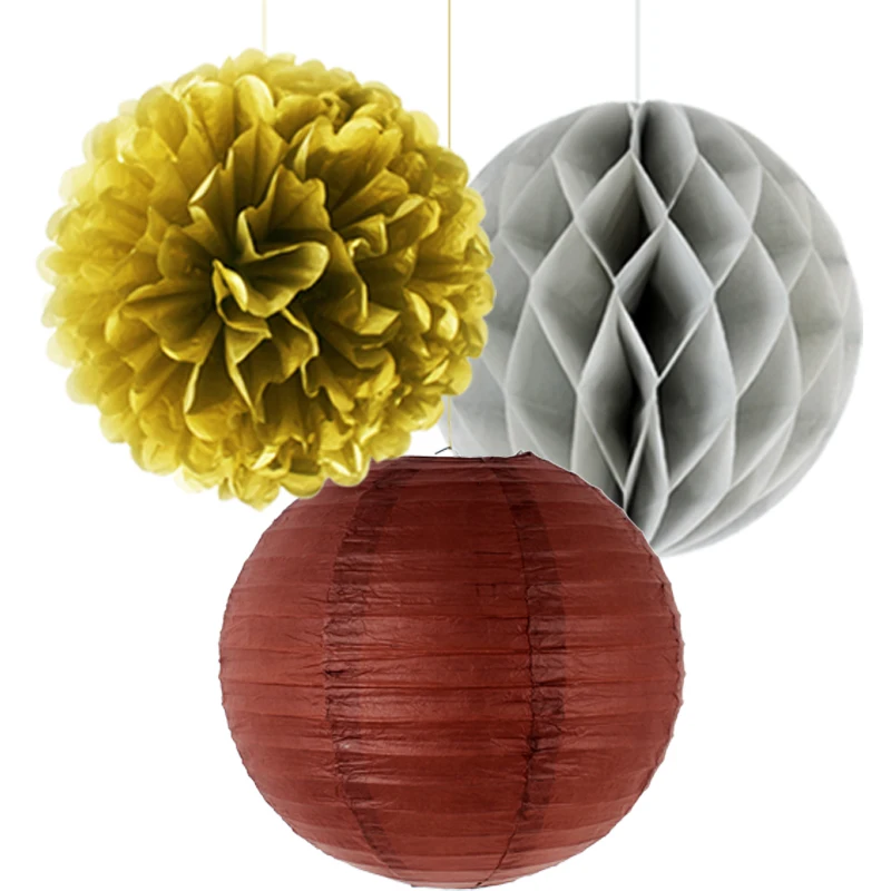 3 шт./лот 6 дюймов (15 см) Круглые Китайские бумажные фонарики помпоны цветы