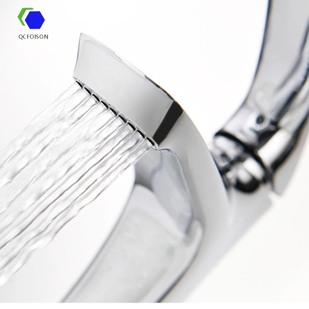 Смеситель для ванной комнаты QCFOISON латунный кран раковины с черным водопадом