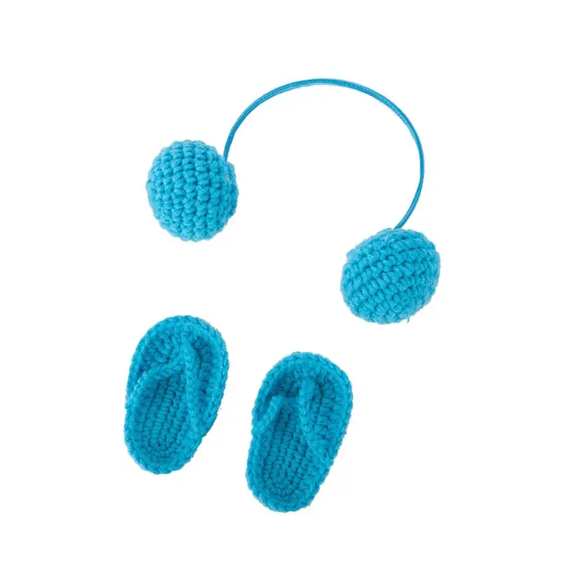 

NewBorn Photography Props Hand Crochet Baby Slippers +Headset Set Baby Photo Props Shoes Photography Accessories