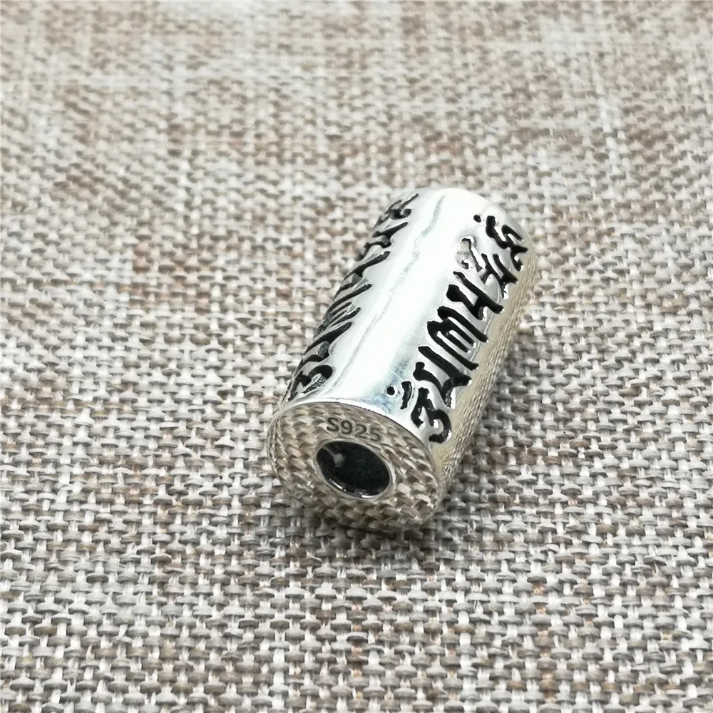 Женский серебряный браслет труба с большим отверстием 4 мм для йоги