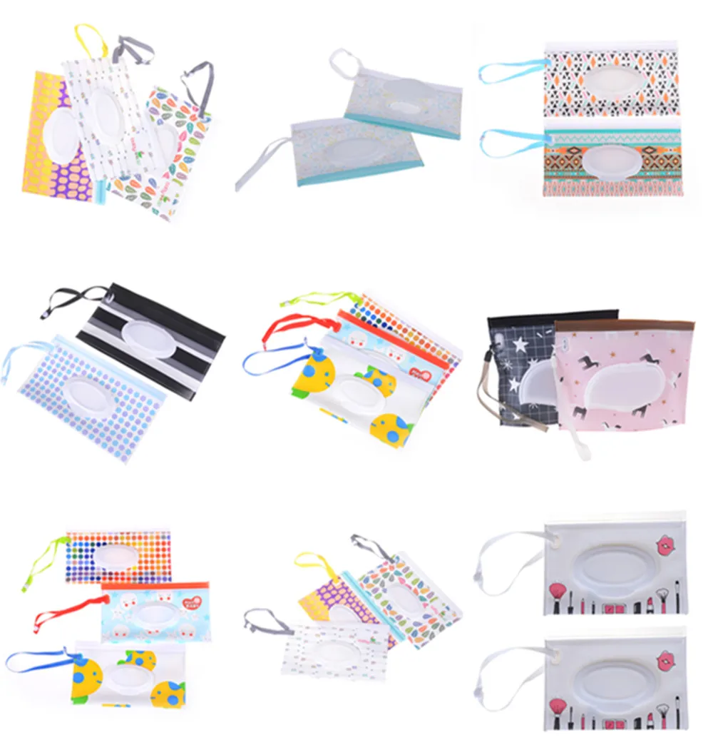 

Clutch and Clean Wipes Carrying Case Eco-friendly Wet Wipes Bag Clamshell Cosmetic Pouch Easy-carry Snap-strap Wipes Container