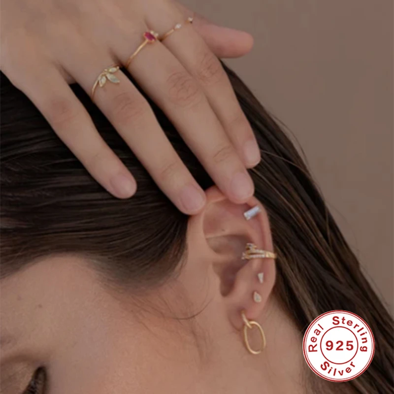 

Aide S925 Sterling Silver Stud Earrings Simple European American Trend Interlocking Earring For Women Jewelry Pendientes Brincos