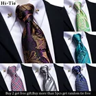 Hi-Tie 8,5 см Роскошный Золотой Фиолетовый Полосатый Пейсли 100% Шелковый мужской деловой галстук свадебный галстук для мужчин модный галстук Gravatas