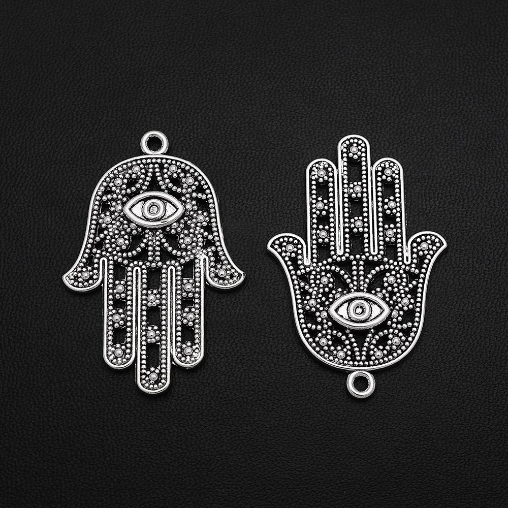 15 шт./лот 29x43 мм посеребренные подвески в античном стиле Хамса рука сглаза из
