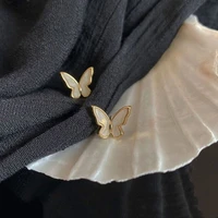 mini butterfly wings stud earrings imitation shell ear clip sweet design jewelry simple white ear studs accessories for girls