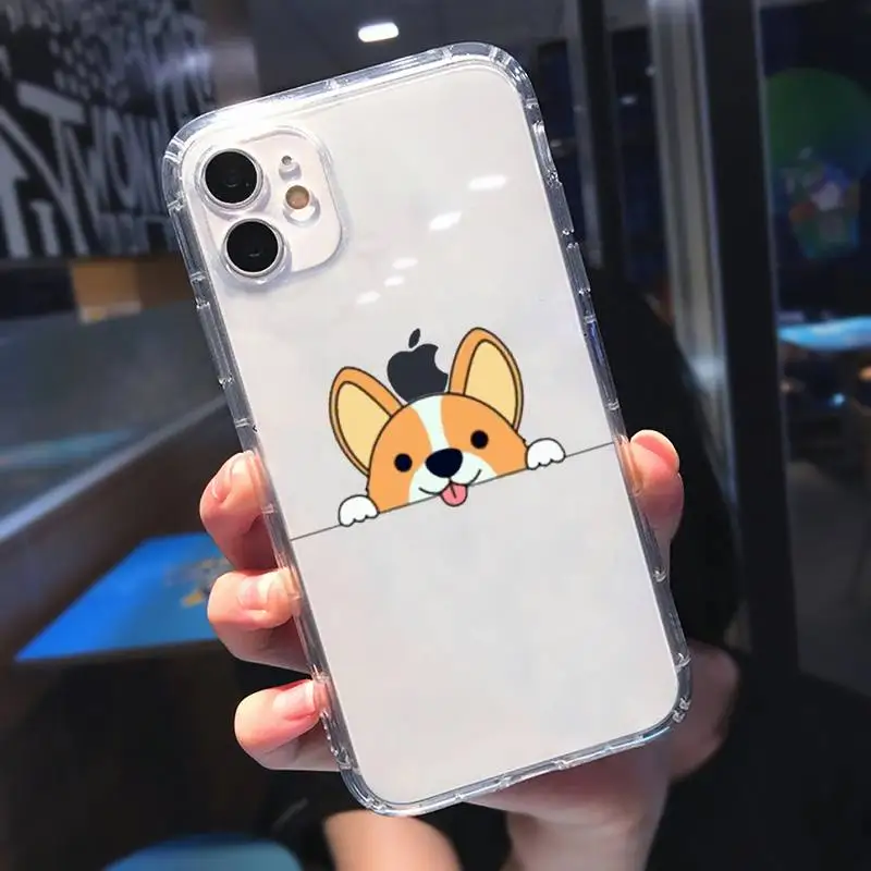

Corgi Funny Cute Dog Phone Case Transparent soft For iphone 5 5s 5c se 6 6s 7 8 11 12 plus mini x xs xr pro max
