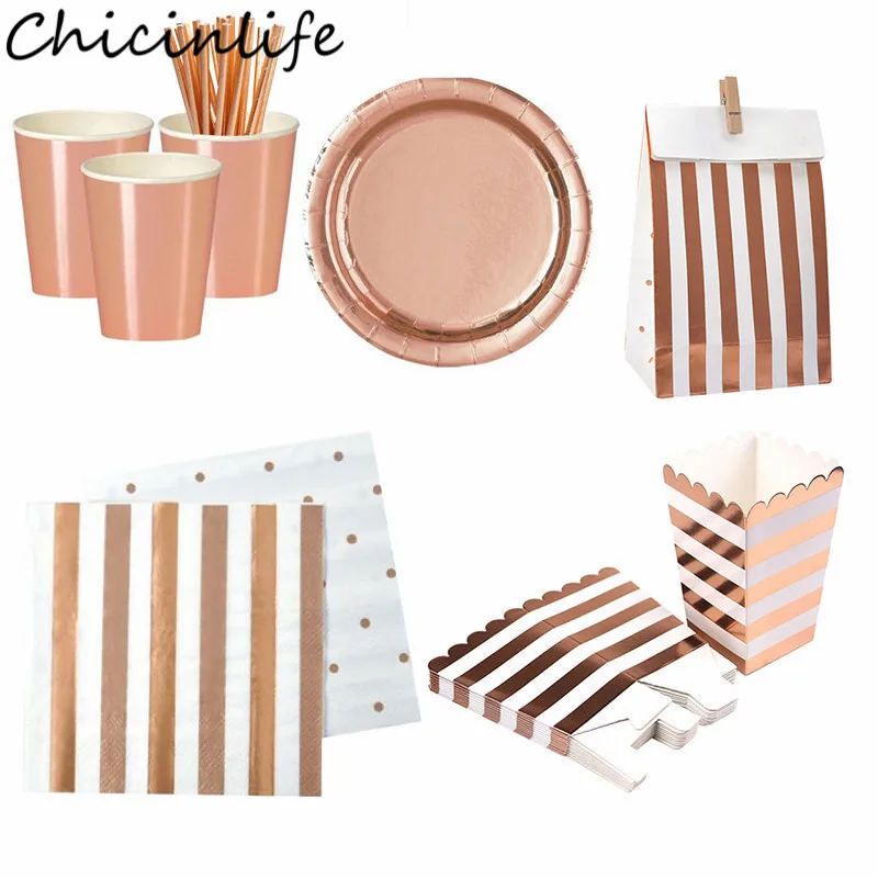 Chicinlife Rosegold одноразовая посуда попкорн коробка соломенная бумажная тарелка