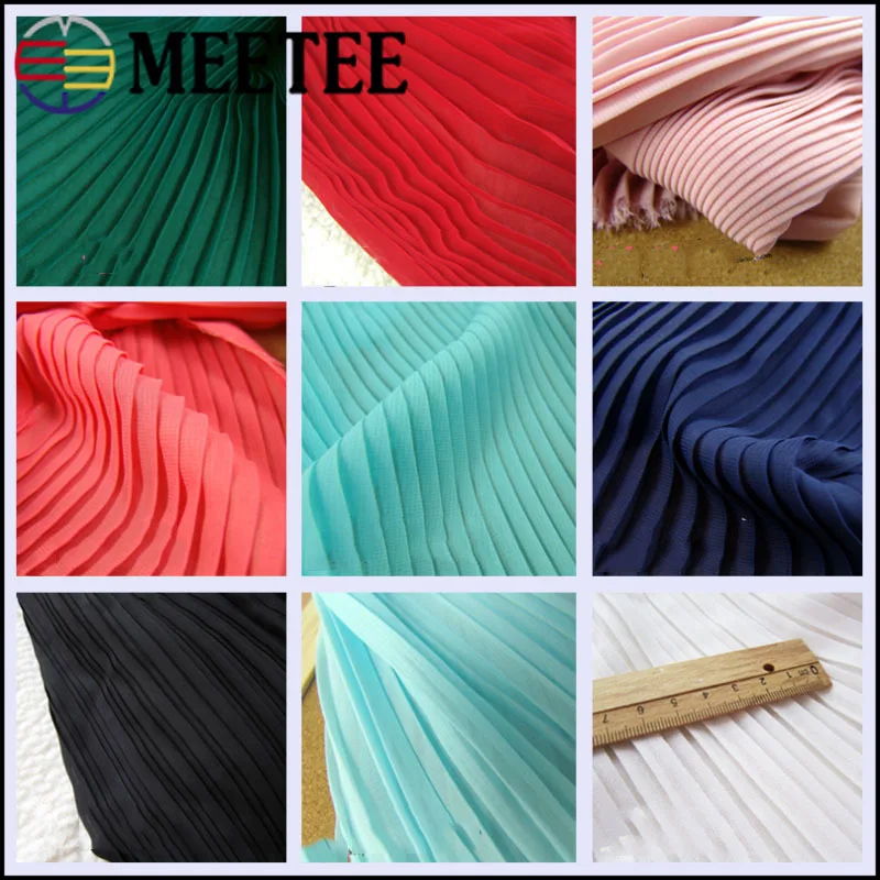 

1pc Meetee 100cm*150cm Fashion Pure Pleated Wrinkle Chiffon Fabric Multi-pleated Color Organ DIY Sewing Satin Dress Accessories