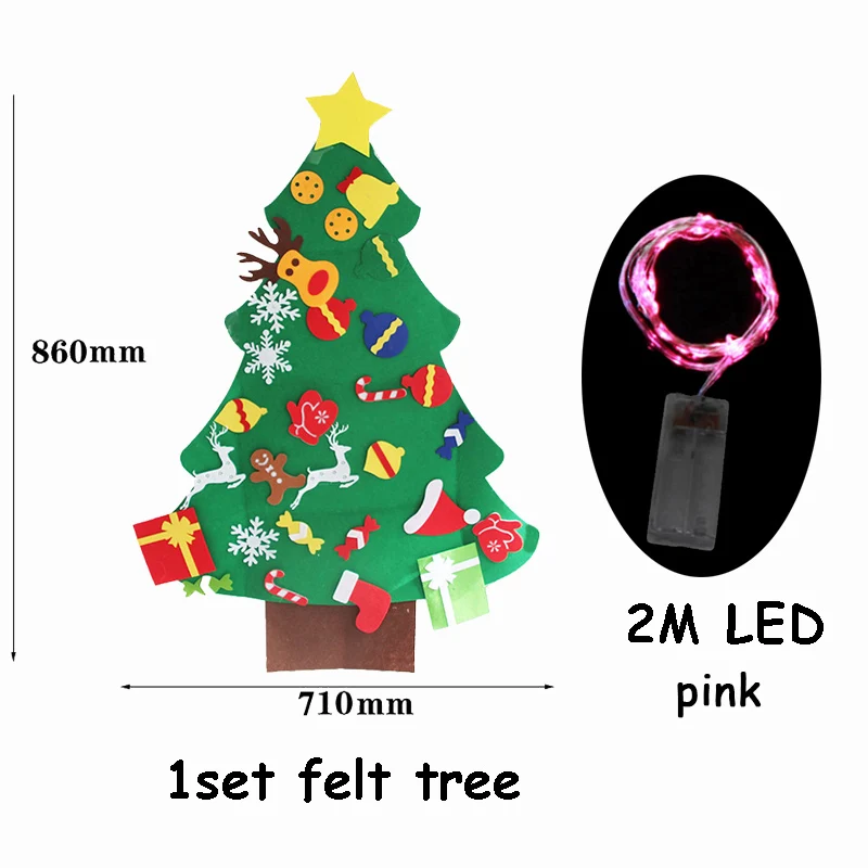 Christmas Tree 14 1 Набор 3D войлочная Рождественская елка с 2 м светодиодный светильник Рождественский подарок на год Navidad Natal для детей рождественские украшения для дома - Цвет: Christmas Tree 14