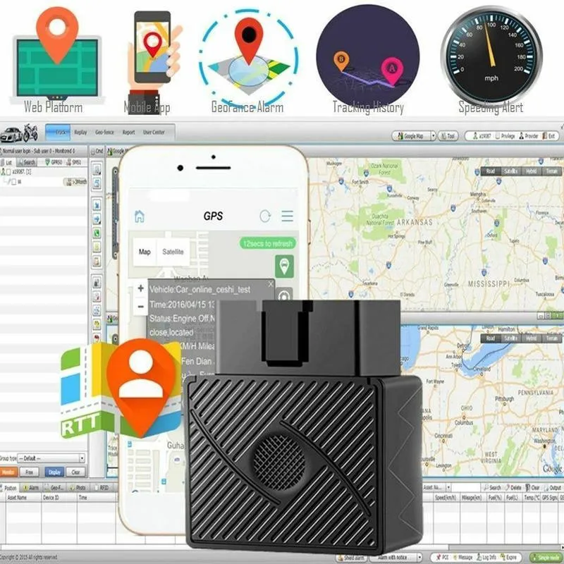 Мини-штекер gps-трекер OBDII 16PIN OBD Plug Play Car GSM OBD2 gps-трекер локатор OBDII с программным обеспечением приложение отслеживающее устройство