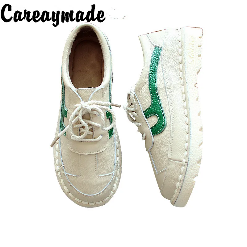 Careaymade-Genuine leather round-headed single shoes,lace Small fresh literary flat-soled leisure female student shoes