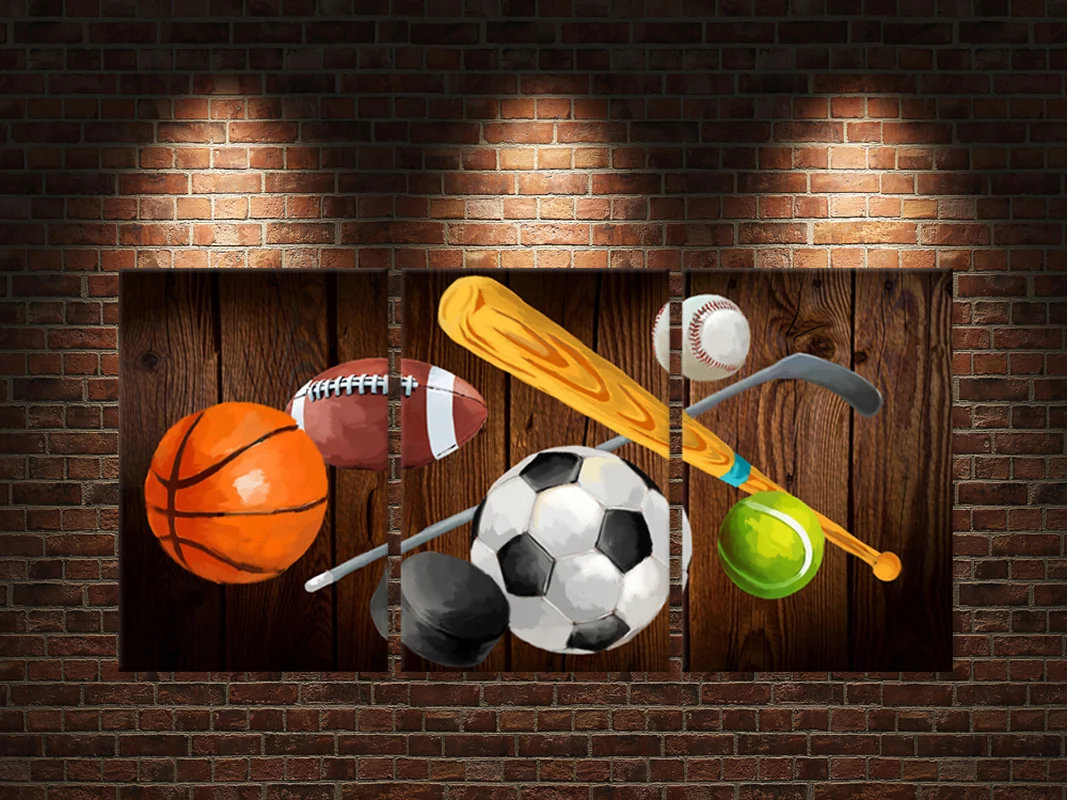 Постер на холсте с рисунком баскетбола американского футбола бейсбола тенниса