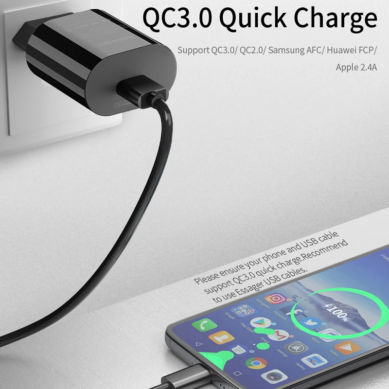 QC 3 0 USB Quick Charge зарядное устройство type C кабель для передачи данных samsung S10 S8 A50 huawei P20