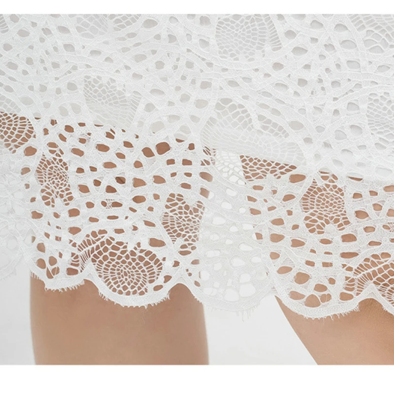 

Plus Size 4XL Fresh and Elegant Lace Temperament Ladies White Fashion Mid-sleeve Slim Fit Sexy Formal Dress Party Dress Spring